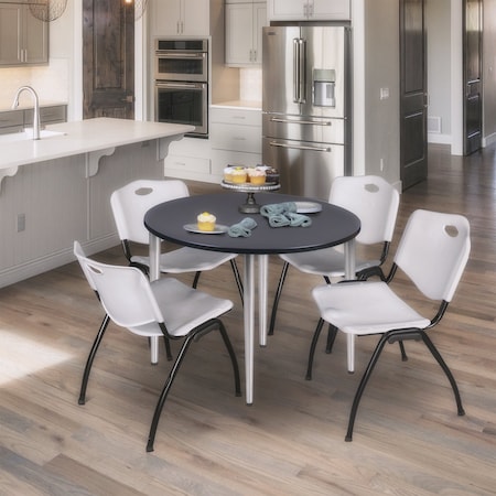 Regency Kahlo Round Table & Chair Sets, 42 W, 42 L, 29 H, Wood, Metal, Plastic Top, Grey TPL42RNDGYCM47GY